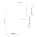 POLOPLAST PO Siphon-Anschlussknie POLO-KAL DN 50/32 (1 1/4")   – 02363
