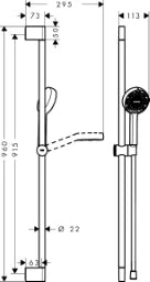 HANSGROHE HG Brauseset Activera Select S 95 2jet EcoSmart mit Brausestange Typ 95 MSW  – 28046670