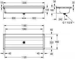 KWC AUSTRIA KWC Waschrinne 1200x210x442mm, CNS, seidenmatt, o.Überl   – 2030043786