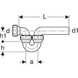 GEBERIT GE Siphon fuer Ausgussbecken d50/50mm, Ein- und Auslauf waagrecht   – 152.040.16.1