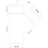POLOPLAST PO Abzweig POLO-KAL 3S DN 90/90/45Grad  – 102607