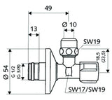 SCHELL SCHELL 1/2" Eckventil mit Schubros. u.selbstdich.Gewinde  – 04 917 06 99
