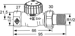 HEIMEIER Heimeier Thermostat-Ventilunterteil V-Exact II, Durchgangsform 1/2"  – 3712-02.000