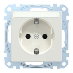 MERTEN SCHUKO-Steckdose mit Schriftf., BRS, Ste ckklemmen, polarweiß glänzend, System M  – MEG2302-0319