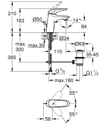 GROHE Grohe Eurostyle EH-Waschtischbatterie Hebel geschlossen, chrom  – 23 707 003