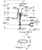 GROHE Grohe Eurostyle EH-Waschtischbatterie Hebel geschlossen, chrom  – 23 707 003