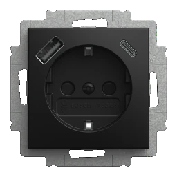 BUSCH-JAEGER SCHUKO® USB-Steckdosen-Einsatz Safety+ m it USB A/C Busch-balance® SI  – 2CKA002011A6342