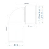 POLOPLAST PO Siphon-Anschlussknie POLO-KAL DN 40/40 (1 1/2")   – 02362