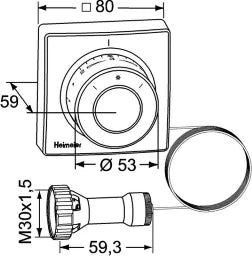 HEIMEIER Heimeier Thermostatkopf - F m.Ferneinst.Kapillarr.2m  – 2802-00.500