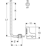 GEBERIT GE FlowFit Metallanschlussbogen SiBr/Cu 90 Gr. fuer EK, d20 x G3/4 x 15mm L100cm   – 619.411.22.1