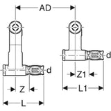 GEBERIT GE FlowFit An-T-Endstueck VL/RL SiBr d15 x 16mm, mit AnVerschraubung EK   – 619.460.22.1