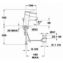 STROHM-MOFÉM ZRT. Teka Elan EH-Waschtischmischer mit 5/4" Metall - Ablaufgarnitur, chrom  – 1004181