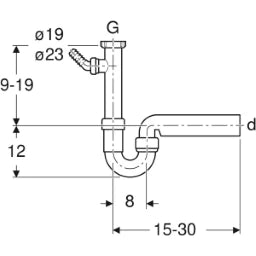 GEBERIT GE Fertigablauf 1teilig in PP d50mm x G1 1/2 weiss   – 152.711.11.1