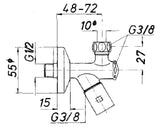 SCHMIEDL GS Eckregulierventil 1/2" mit Schmutzfangsieb   – GS1047/15R