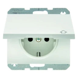 BERKER Steckdose SCHUKO mit Klappdeckel u. erh. BS K.1 polarweiß glänzend   – 47517109