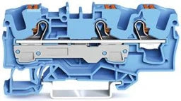 WAGO 3-Leiter-Durchgangsklemme mit Drücker 6 mm², blau   – 2206-1304
