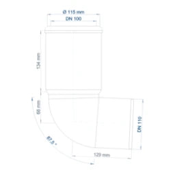POLOPLAST PO WC Anschlussbogen POLO-KAL DN 110/87Grad   – 02372