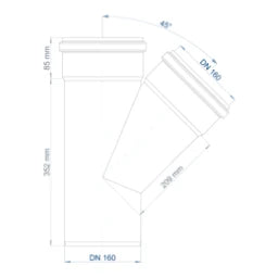 POLOPLAST PO Abzweig POLO-KAL NG DN 160/160/45Grad   – 02245