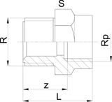 FISCHER GEORG GF Muffennippel reduziert PVC-U 3/4"x1/2" AGxIG   – 721910837