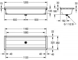 KWC AUSTRIA KWC Waschrinne 1200x210x382mm, CNS, seidenmatt   – 2030043779