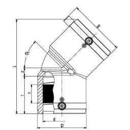 ALIAXIS Frialen E-Schweißwinkel W45 45° 2xMuffe da160mm SDR11 ÖVGW Wasser PN16   – 615275