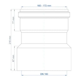 POLOPLAST PO Übergang von Spitzende auf Spitzende anderer Werkst.POLO-KAL DN 160/160-172mm   – 02874