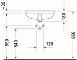 DURAVIT Duravit Starck 3 Einbau Waschtisch v.u. 490mm o.HL weiß   – 0305490000
