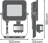 LEDVANCE FLOODLIGHT COMPACT SENSOR 20W 830 SYM 10 0 BK  – 4058075575264