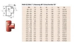 PREIS PAM GLOBAL S Abzweig 88 Grad DN 80 x 50  – 19757