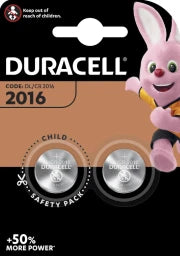 DURACELL Lithium Knopfbatterie 3V CR2016, DL2016, 2er Blister   – 203884