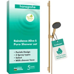 HANSGROHE HG Brauseset Raindance Alive Select S 125 3jet EcoSmart Uni.PuroS 900mm BBR  – 24603140