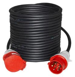 GIFAS CEE Verlängerung, 10m H07RN-F 5x2,5 schw arz,CEE Stecker + Kupplung 16A  – 135488