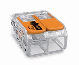 WAGO COMPACT Verbindungsdosenklemme 2-polig mit Hebeln, max. 4 mm², transparent   – 221-412