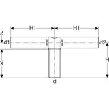 GEBERIT GE Silent-PP Doppelanschlussbogen 90 Gr. d50/46/46mm, lang   – 390.289.14.1