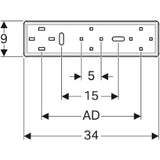 GEBERIT GE Mapress Gaszaehlerplatte verstellbar, verzinkt, H90mm  – 91096