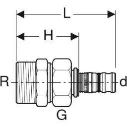 GEBERIT GE Mepla Uebergangsverschraubung AG RG d63mm x R2, loesbar   – 607.590.00.5