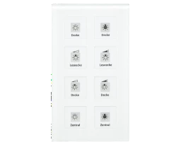 MDT KNX Glastaster 8fach Plus mit Tempsensor weiß inkl. Beschriftungsf   – BE-GTT8W.01