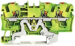 WAGO 3-Leiter-Schutzleiterklemme mit Drücker 4 mm², grün-gelb   – 2204-1307
