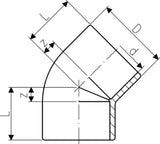 FISCHER GEORG GF Winkel 45° PVC-U d 16   – 721150105