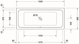 DURAVIT Duravit D-Code Badewanne Rechteck 1800x800mm, Zentraler Ablauf   – 700101000000000