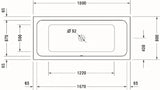 DURAVIT Duravit D-Code Badewanne Rechteck 1800x800mm, Zentraler Ablauf   – 700101000000000