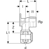 GEBERIT GE FlowFit Anschlusswinkel RG+ d20mm x Rp3/4 L5,2cm   – 620.821.00.1