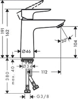 HANSGROHE HG Talis E Waschtischmischer mit Push-Open Ablaufgarnitur, chrom  – 71711000