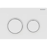 GEBERIT GE Betaetigungsplatte Omega20 2-Mengen KS, weiss/weissmatt/weiss, round  – 115.085.11.1