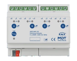 MDT KNX Universal Dimmaktor 4fach mit Wirkleistungszähler REG   – AKD-0401.02