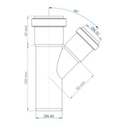 POLOPLAST PO Abzweig POLO-KAL NG DN 40/32/45Grad   – 02203