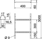 OBO Kabelleiter gelocht, mit VS Sprosse 60x4 00x3000 Stahl bandverzinkt  – 6208544