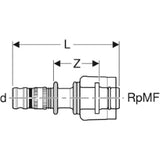 GEBERIT GE Mepla Uebergang PVDF MasterFix d20mm x RpMF1/2   – 622.451.00.5