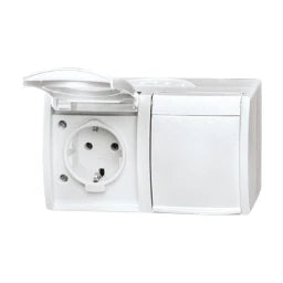 BUSCH-JAEGER FR AP Schuko 2-fach waagrecht Ocean IP44, alpinweiß   – 2CKA002084A0711