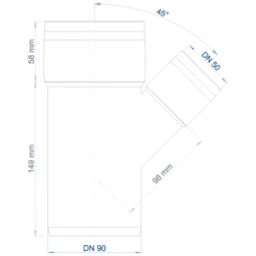 POLOPLAST PO Abzweig POLO-KAL XS DN 90/50/45Grad  – 102210